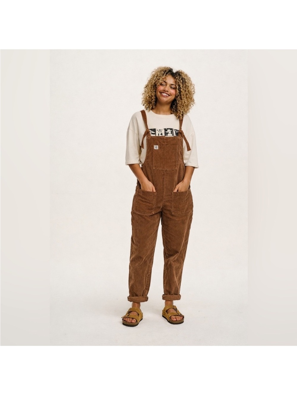 lucy & yak Original dungarees Overalls Brown Corduroy Sz 2 Organic Cotton Artsy